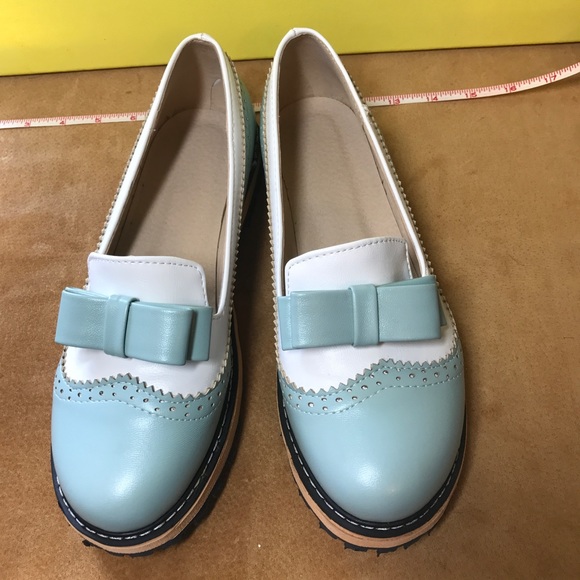Shoes - Blue White Women's Saddle Shoes Oxford Rockabilly